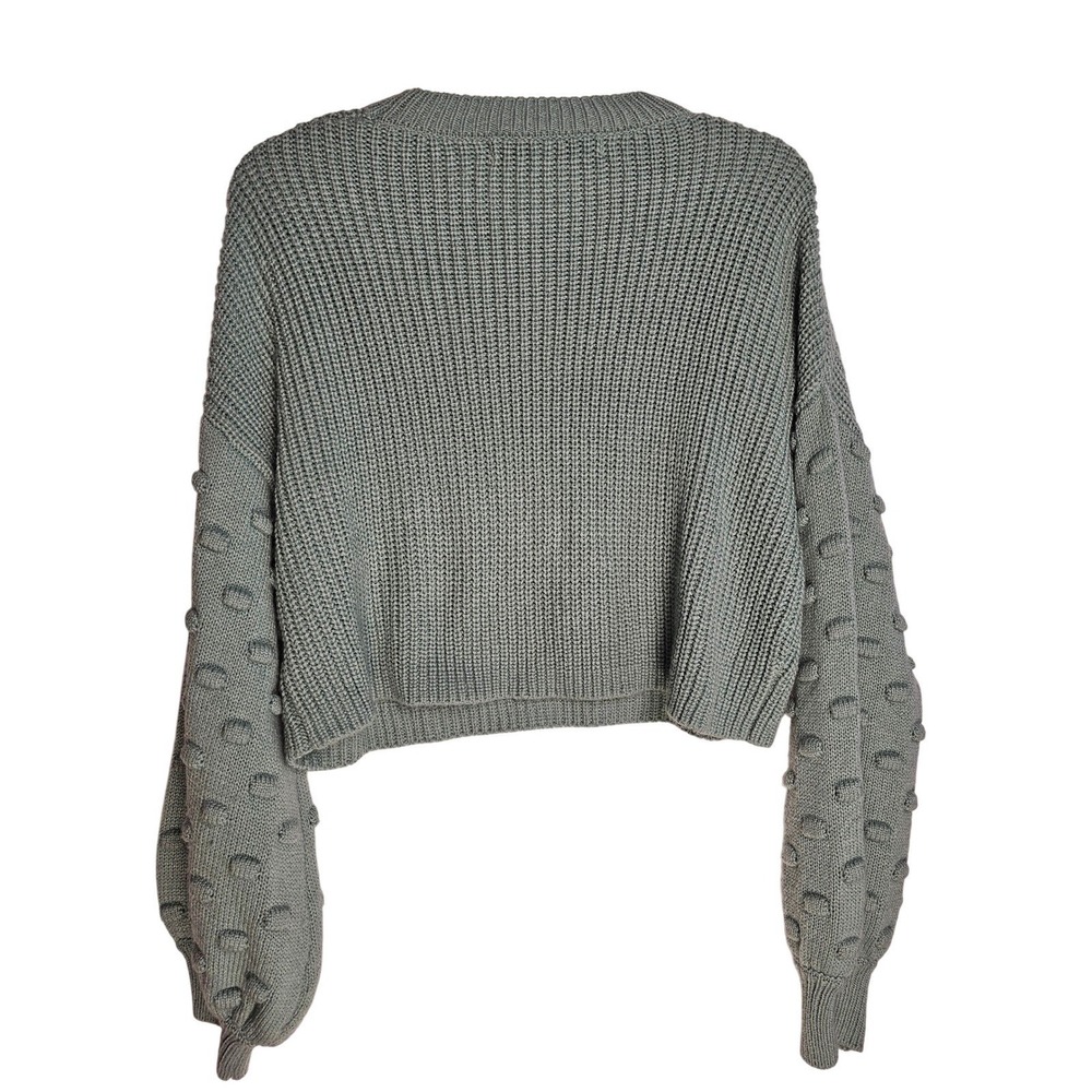 HYFVE Womens Mint Green Textured Balloon Sleeve Cropped Sweater Size Medium - Picture 2 of 4